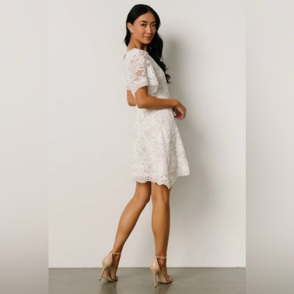 Baltic Born Womens Aasha Lace Short Dress Off White Bridal Size XL - Picture 3 of 8